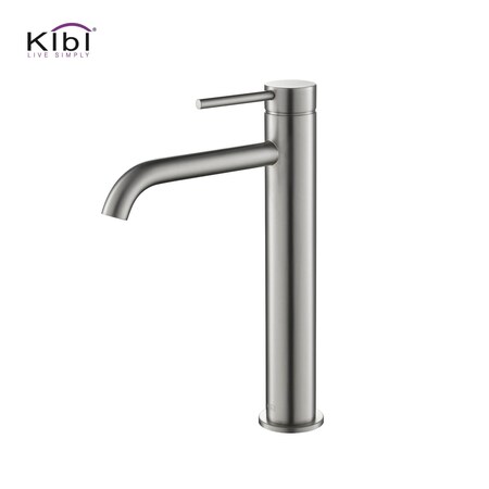 KIBI KBF1009 Solid Brass Single Handle Circular Faucet for Bathroom Sink | High Arc Faucet spout (Brushed Nickel)